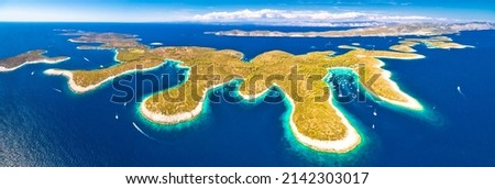 Archipelago of Croatia. Paklenski Otoci islands aerial panoramic view, Hvar, tourist region of Dalmatia, Croatia