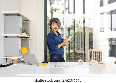 Architect or construction engineer in office for planning a buil