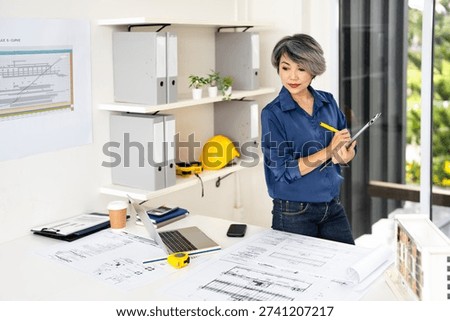 Architect or construction engineer in office for planning a buil
