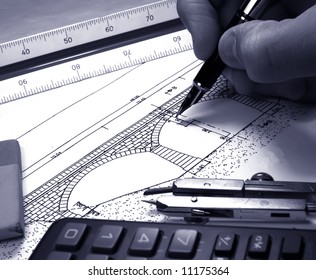 Architect Drawing A Bridge