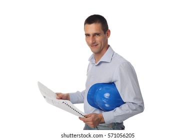 Architect ,engineer, Project Manager On White Background