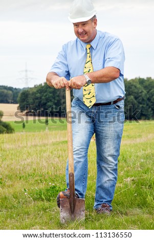 Architect at the groundbreaking ceremony