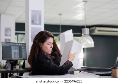 Architect Holding 3d Printed Model, Discussing Building Prototype On Videocall In Architecture Office. Employee Talking About Cad Design On Videoconference, Engineer Online Presentation