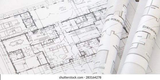 Architect rolls and plans.architectural plan,technical project drawing 