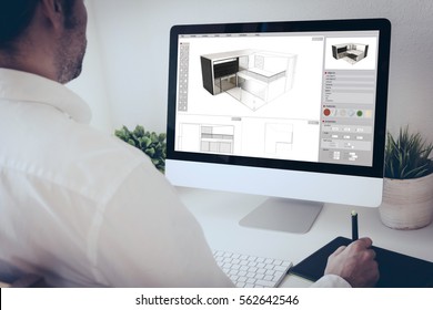 Architect Working With  Computer And Graphic Pen