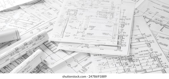 Architects concept, engineer architect designer freelance work on start-up project drawing, construction plan architect design working drawing sketch plans blueprints and making construction model - Powered by Shutterstock