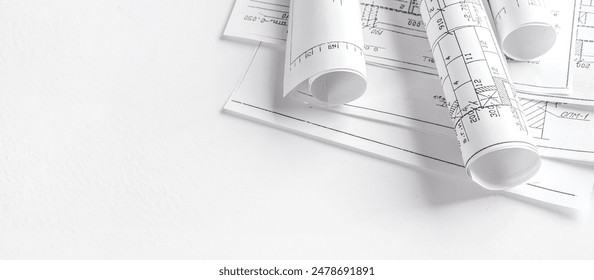 Architects concept, engineer architect designer freelance work on start-up project drawing, construction plan architect design working drawing sketch plans blueprints and making construction model - Powered by Shutterstock