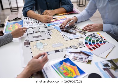 Architects And Designers Working On Color Selection For House
