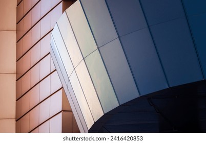 architectural abstract pattern fragment of a wall of blue modern building on a white background - Powered by Shutterstock