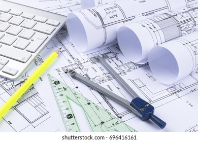 Architectural blueprint drawings the