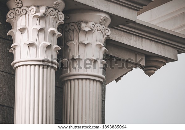 Architectural column acting as pillar of a popular\
building, Chennai,\
India