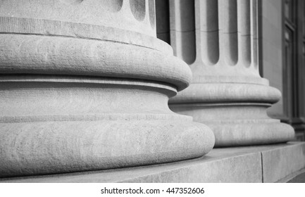 Architectural Columns in a Classic Federal Building in Black and White