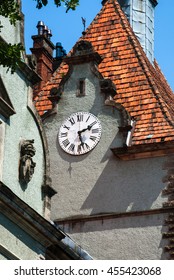 architectural complex,old watch on a wall
