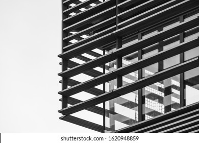 Architectural Decorative Structure On A Corner Of A Residential Building - Black And White.