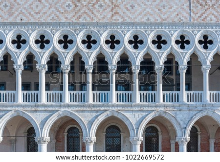 Architectural detail - Doge's palace in St Mark's Square in Venice, Italy