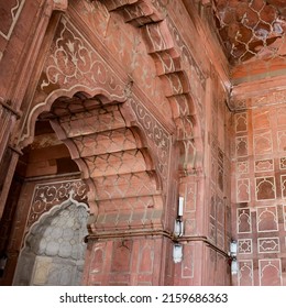 Architectural detail of Jama Masjid Mosque, Old Delhi, India, The spectacular architecture of the Great Friday Mosque (Jama Masjid) in Delhi 6 during Ramzan season, the most important Mosque in India