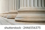 Architectural detail of some neoclassical columns symbolizing justice and the law of the land.