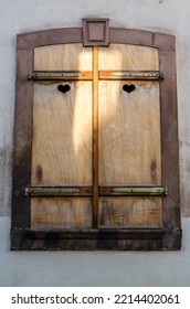 Architectural Detail In Strasbourg, Alsace, France, Wooden Window Shutters