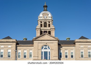 Architectural detail of the Woodford county courthouse located in the town of Eureka, Illinois.