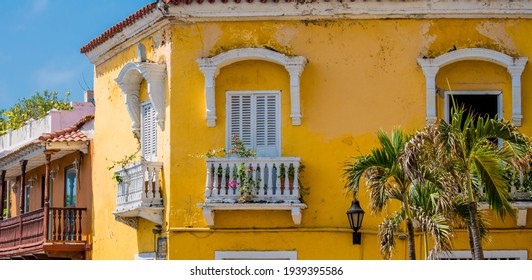 Architectural Details Of Cartagena De Indias Located In The Caribbean Coast Of Colombia