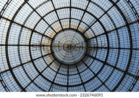 Architectural details of the Galleria Vittorio Emanuele in Milan, Italy.