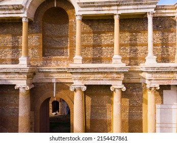 Architectural Details Of Ruined Marble Court In Ancient Roman Bath Gymnasium Complex In Sardis, Salihli, Turkey
