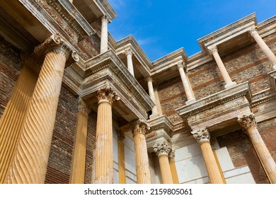 Architectural Details Of Ruined Marble Court In Ancient Roman Bath Gymnasium Complex In Sardis, Salihli, Turkey