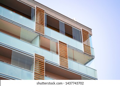  Architectural detais. Facade of a modern apartment building
