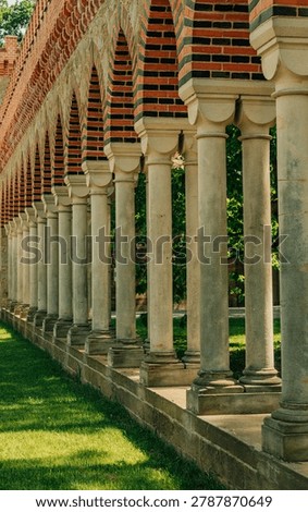 Architectural elements, 18th century brick arches and vaults, historic European church detail.