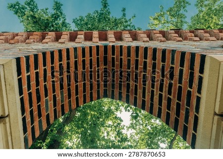 Architectural elements, 18th century brick arches and vaults, historic European church detail.