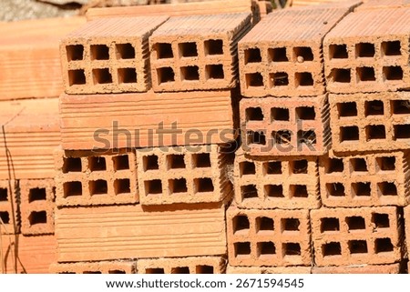Architectural Elements with a background of hollow clay bricks