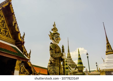 Architectural In The Emerald Buddha Temple At Grand Palace Bangkok Thailand