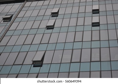 Architectural Facade. Glass Spandrel And Top-hung Windows