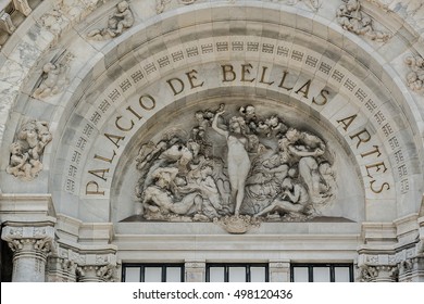 Architectural fragments of Fine Arts Palace (Palacio de Bellas Artes, Mexican architect Federico Mariscal) - one of the most prominent cultural centers in Mexico City.