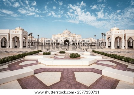 Architectural landmark Qasr Al Watan Presidential Palace complex in Abu Dhabi, United Arab Emirates (UAE). 