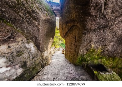 Architectural landscape of Tianhai Grand Canyon walkway in Huangshan Scenic Area, Huangshan City, Anhui Province