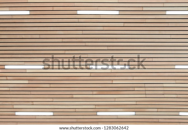 Architectural Light Wood Ceiling Integrated Light Stock Photo