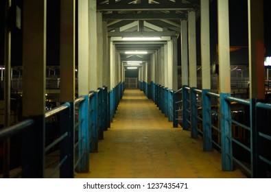 Architectural pattern of a long corridor.