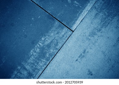 Architectural Texture. Stone Walkway And Cobbled Road In Navy Blue Tone. 