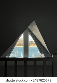 Architectural Triangular Window Ocean View