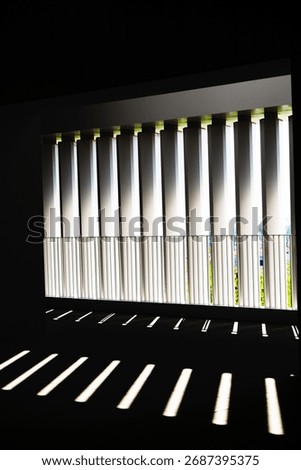 Architectural window panes with interlaced light and shadow