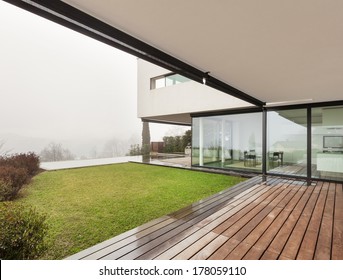 Architecture, Beautiful Interior Of A Modern Villa, View From Veranda