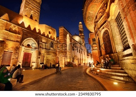 Architecture, Cairo, Al-Moez Street, Cairo, taken at night, a symbol of Islamic architecture
