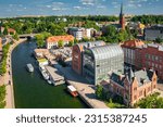 Architecture of the city center of Bydgoszcz at Brda river in Poland.