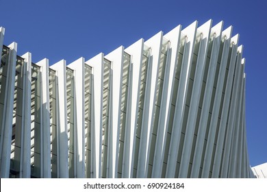 Architecture Concept Abstract Background. Detailed Architecture Background Taken Of The One World Trade Centre Transport Hub.