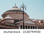 Architecture detail of Basilica Reale Pontificia San Francesco da Paola in Naples, Italy