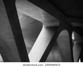Architecture details Cement wall Geometric shape Modern building Space 