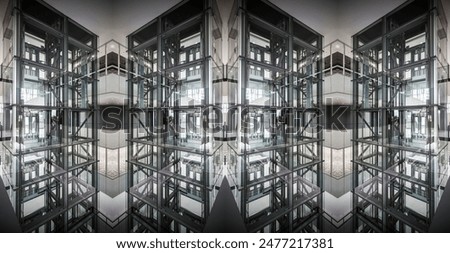 Architecture details of complexity mirroring elevators room 