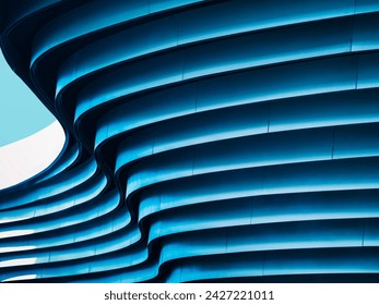 Architecture details Curve Facade Modern building Blue color Abstract background - Powered by Shutterstock - Get 15% off with code: PIKWIZARD15