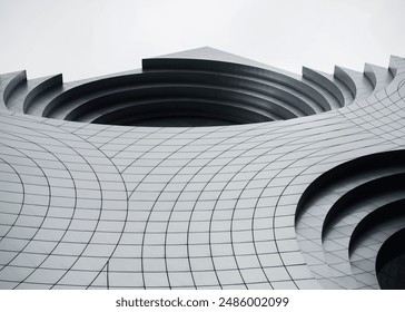 Architecture details Metal wall Curve Modern building facade Steel tiles Abstract background - Powered by Shutterstock